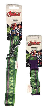Fetch For Pets Marvel Avengers THE HULK 4' Pet Leash & Medium Collar (13-20")